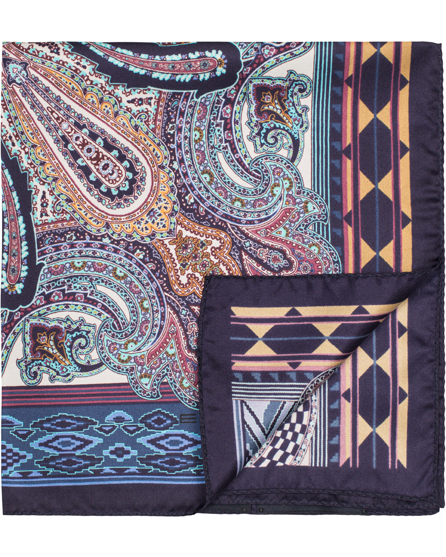 Homme | Etro Printed Paisley Pocket Square Dark Blue | Etro | Printed Paisley Pocket Square Dark Blue