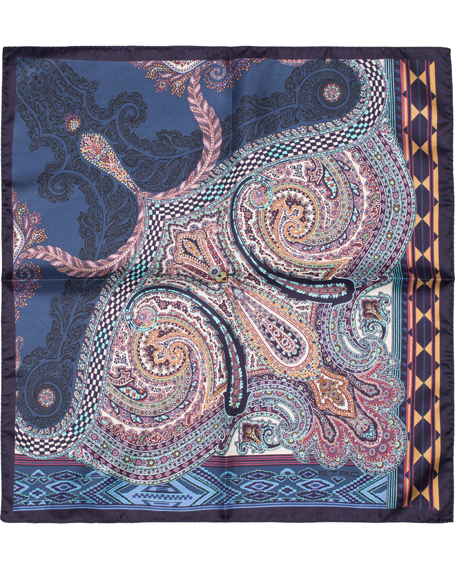 Homme | Etro Printed Paisley Pocket Square Dark Blue | Etro | Printed Paisley Pocket Square Dark Blue