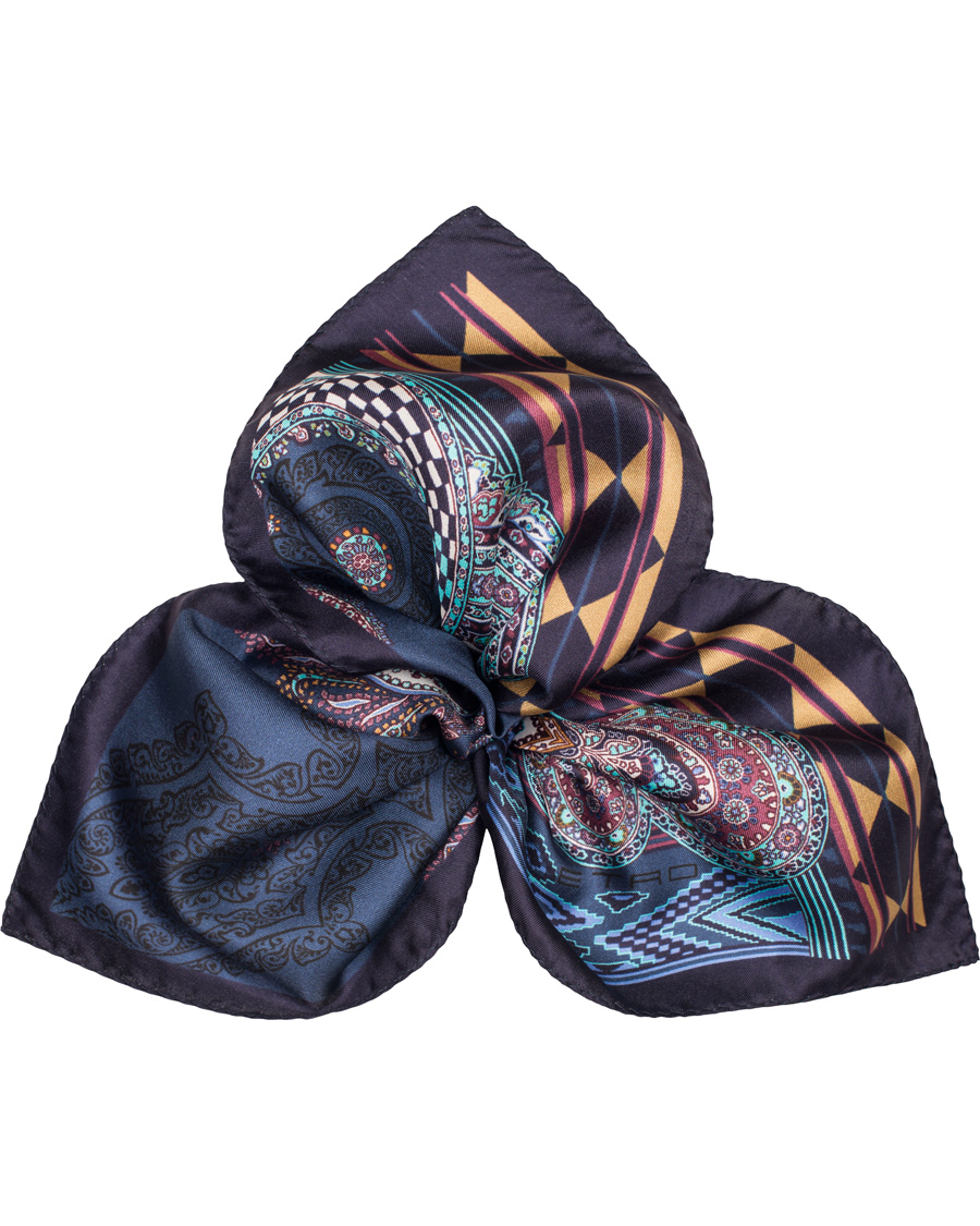 Homme | Etro Printed Paisley Pocket Square Dark Blue | Etro | Printed Paisley Pocket Square Dark Blue