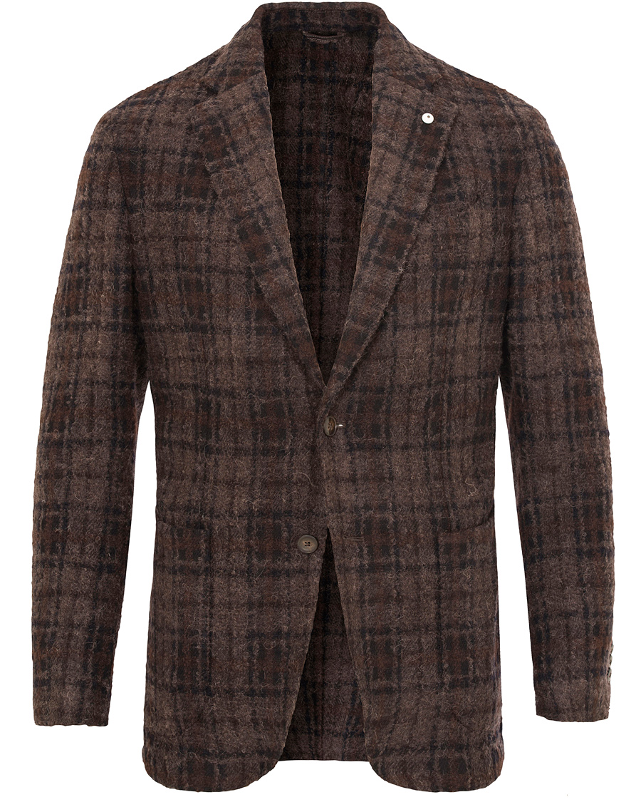 Heren | Blazers | L.B.M. 1911 | Jack Regular Wool Bouclé Check Blazer Dark Brown