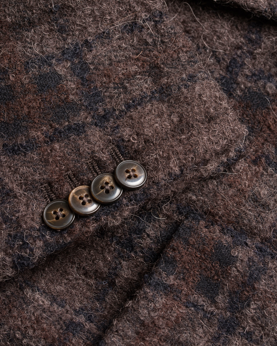 Heren | Blazers | L.B.M. 1911 | Jack Regular Wool Bouclé Check Blazer Dark Brown