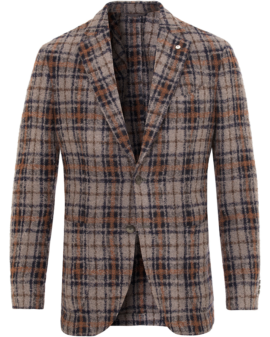 Heren | Blazers | L.B.M. 1911 | Jack Regular Wool Bouclé Check Blazer Grey