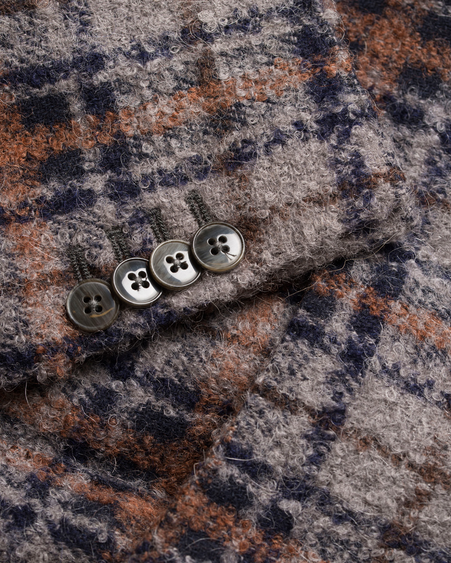 Heren | Blazers | L.B.M. 1911 | Jack Regular Wool Bouclé Check Blazer Grey