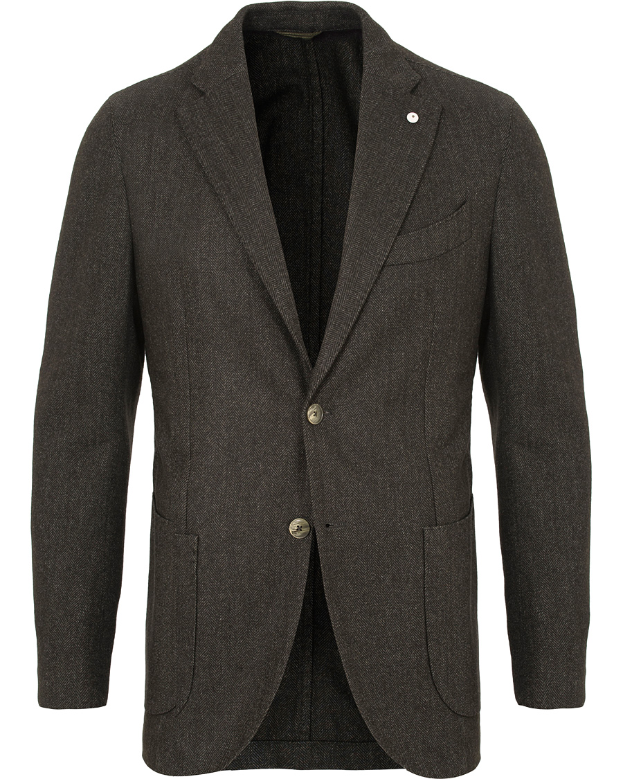 Homme | Blazers | L.B.M. 1911 | Jack Regular Herringbone Jersey Blazer Dark Green