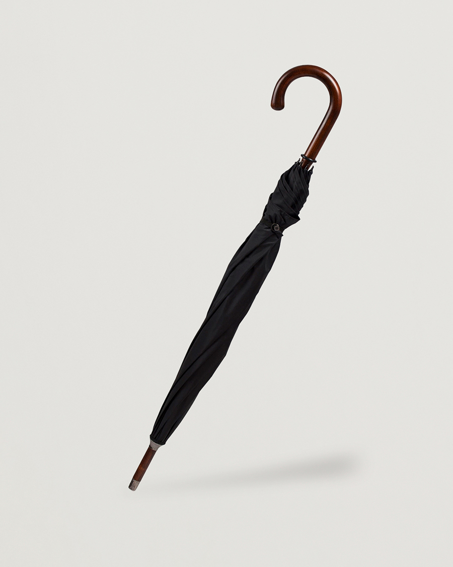 Heren | Paraplu's | Fox Umbrellas | Polished Cherrywood Solid Umbrella Black