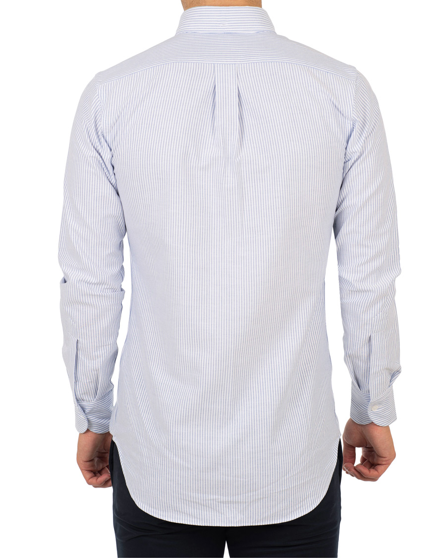 Heren | Overhemden | Drake's | Slim Fit Oxford BD Stripe Shirt Blue