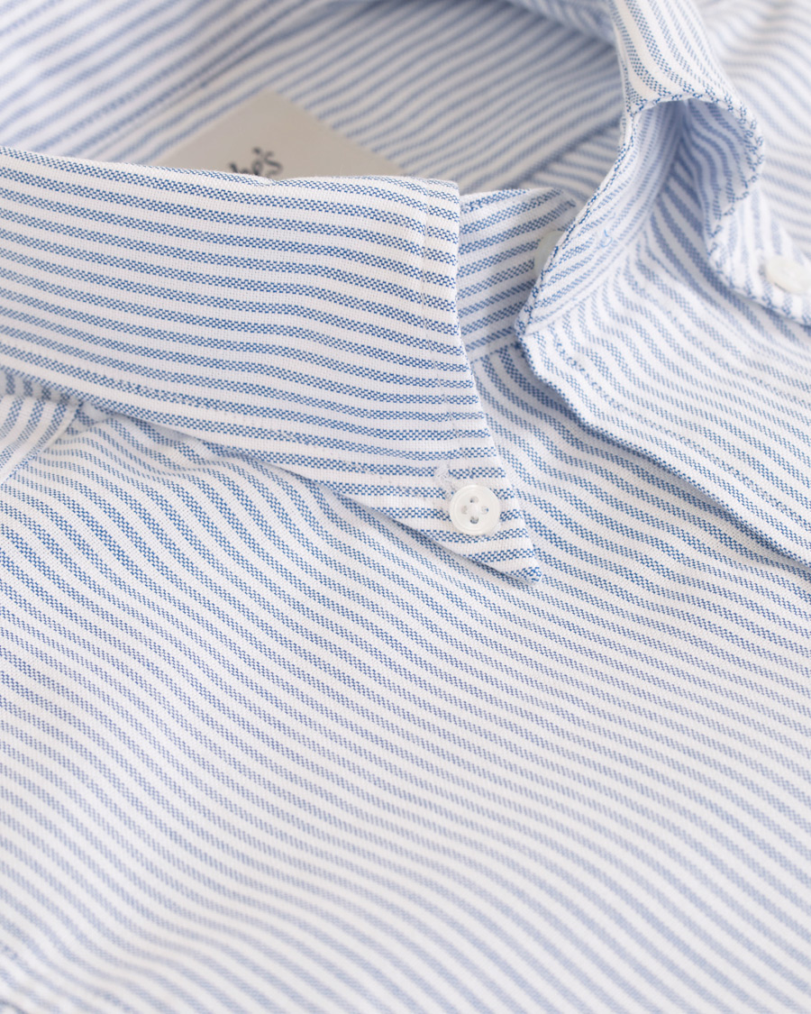 Heren | Overhemden | Drake's | Slim Fit Oxford BD Stripe Shirt Blue