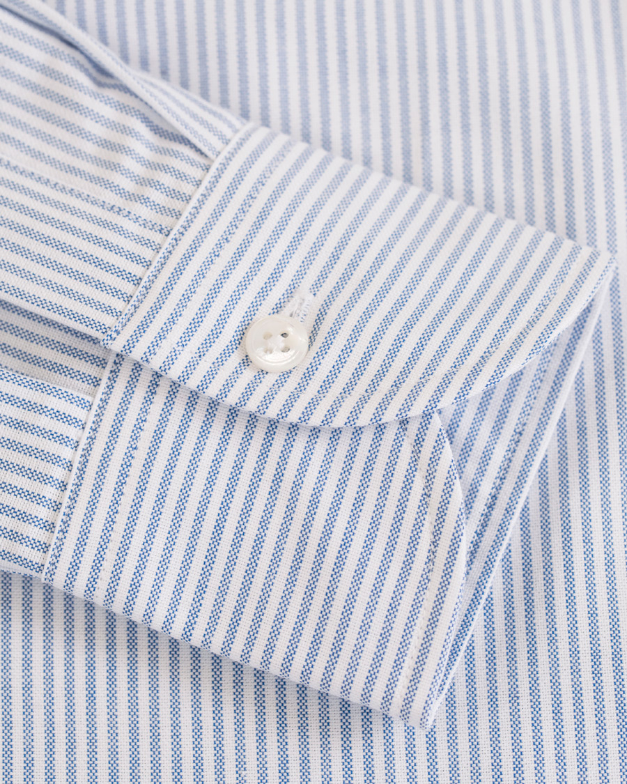 Heren | Overhemden | Drake's | Slim Fit Oxford BD Stripe Shirt Blue