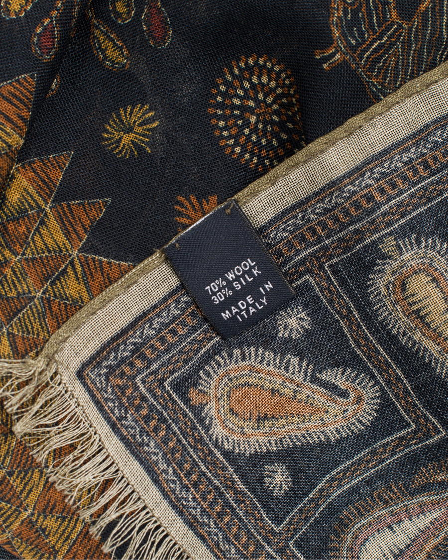 Homme | Drake's Embroidered Animal Print Scarf Dark Blue | Drake's | Embroidered Animal Print Scarf Dark Blue