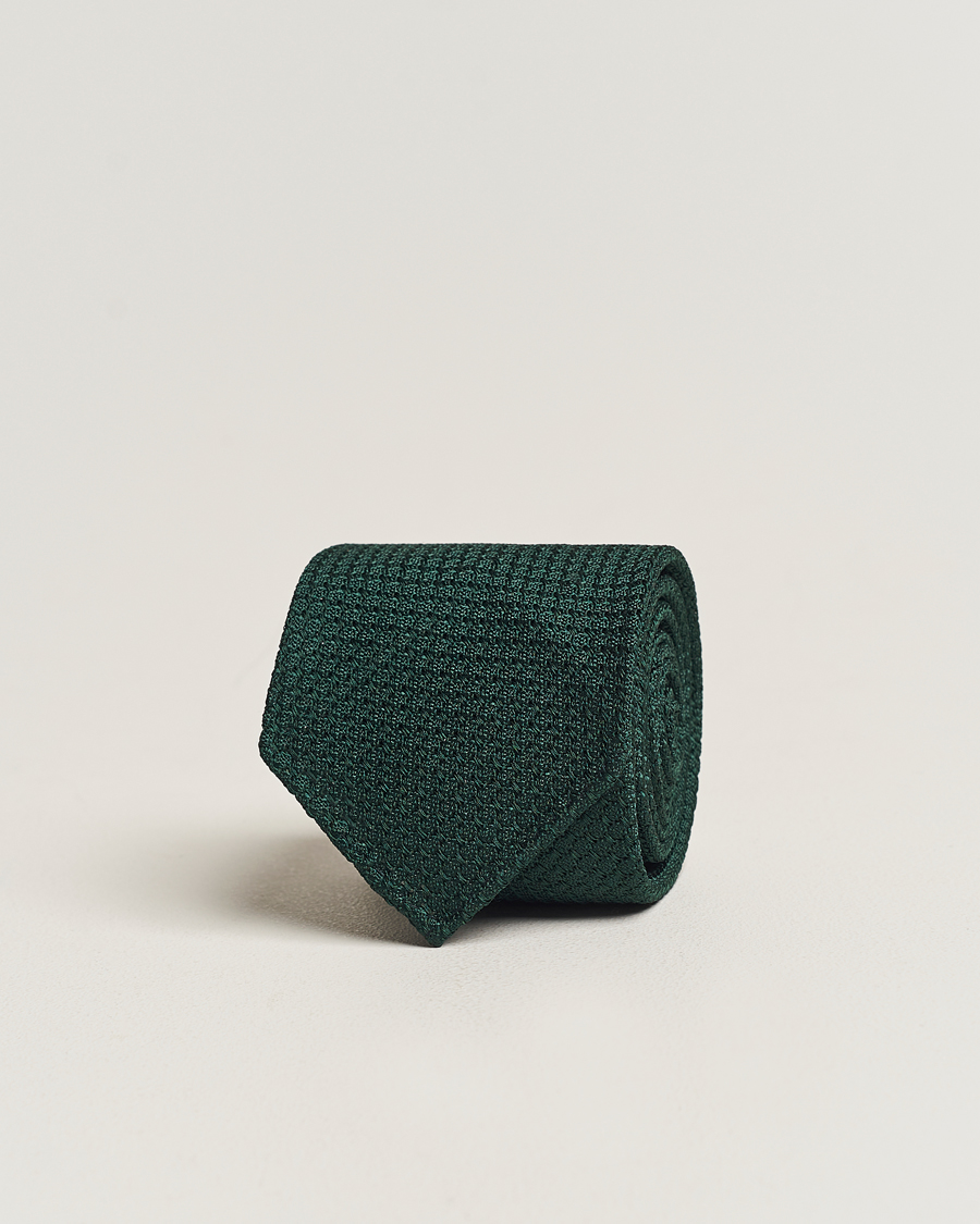Homme | Cravates | Drake's | Large Knot Handrolled Grenadine Silk Tie Green