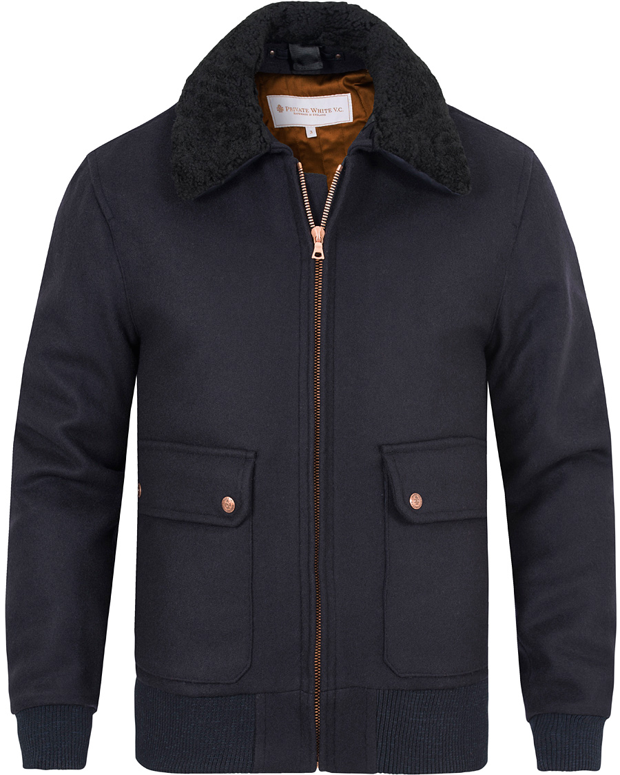 Homme | Manteaux Et Vestes | Private White V.C. | Pilot's Bomber Wool Jacket Navy