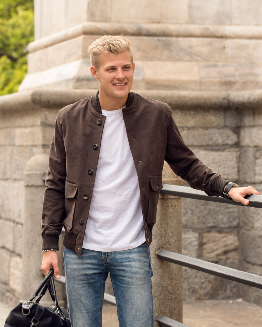 Homme | Manteaux Et Vestes | Private White V.C. | Moleskin Bomber Chocolate