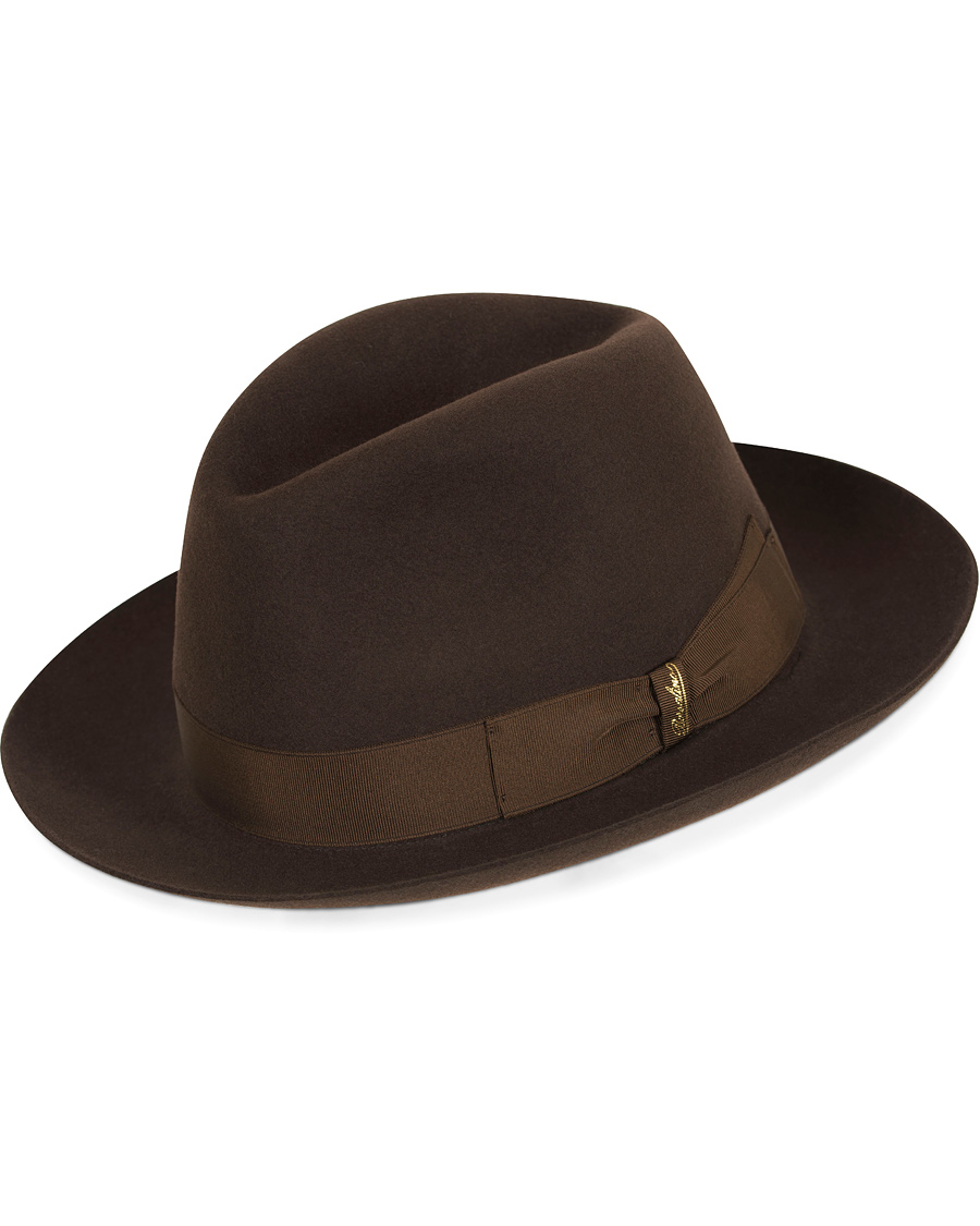 Homme | Borsalino Fedora Felt Hat Medium Brim Folco Dark Brown | Borsalino | Fedora Felt Hat Medium Brim Folco Dark Brown
