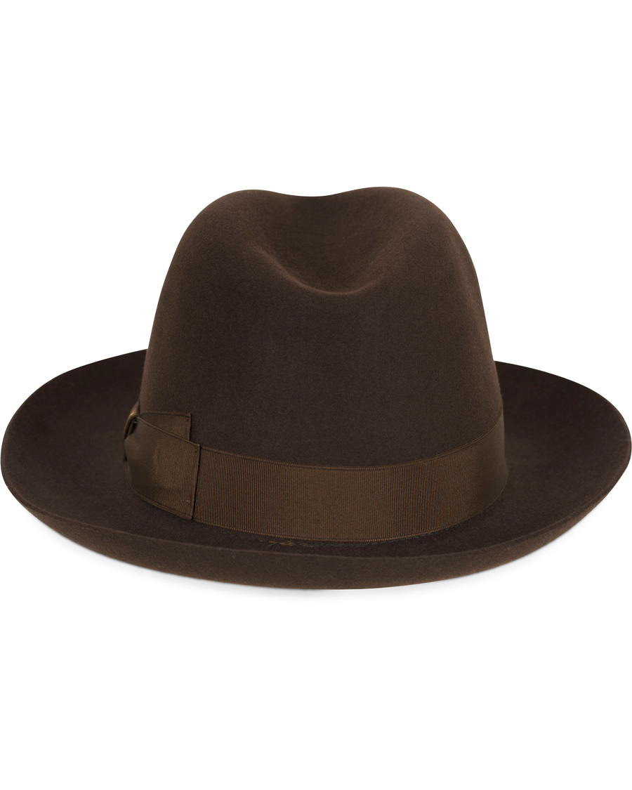 Homme | Borsalino Fedora Felt Hat Medium Brim Folco Dark Brown | Borsalino | Fedora Felt Hat Medium Brim Folco Dark Brown