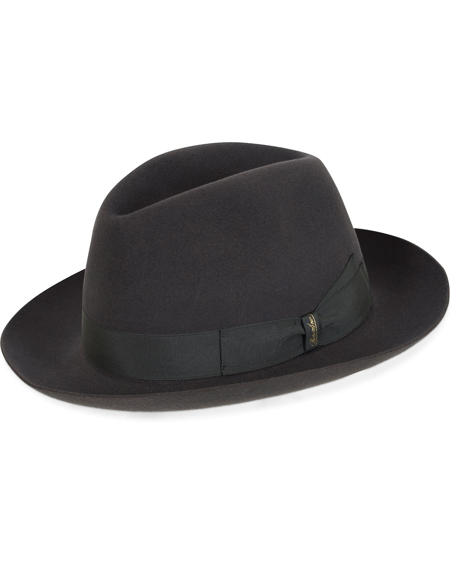 Homme | Borsalino Fedora Felt Hat Medium Brim Tritone Dark Grey | Borsalino | Fedora Felt Hat Medium Brim Tritone Dark Grey
