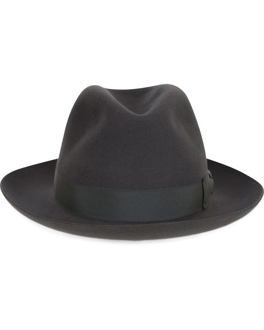 Homme | Borsalino Fedora Felt Hat Medium Brim Tritone Dark Grey | Borsalino | Fedora Felt Hat Medium Brim Tritone Dark Grey