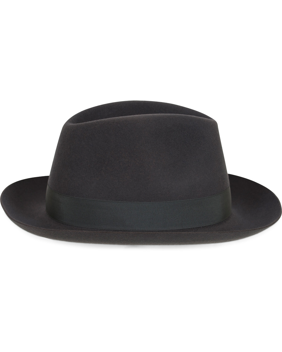 Homme | Borsalino Fedora Felt Hat Medium Brim Tritone Dark Grey | Borsalino | Fedora Felt Hat Medium Brim Tritone Dark Grey
