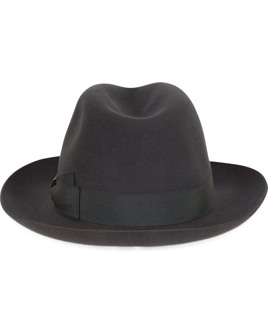 Homme | Borsalino Fedora Felt Hat Medium Brim Tritone Dark Grey | Borsalino | Fedora Felt Hat Medium Brim Tritone Dark Grey