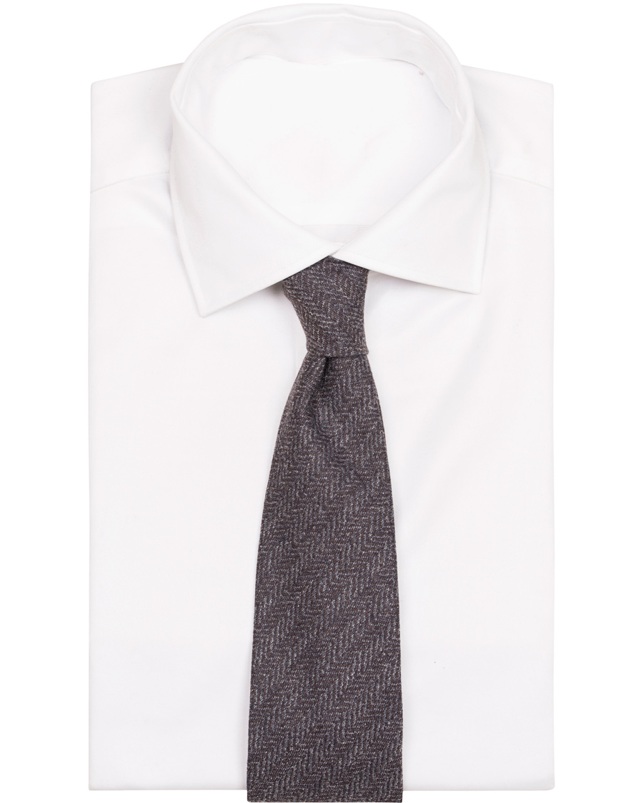 Homme | Amanda Christensen Wool/Silk/Cashmere Herringbone 7,5cm Tie Brown | Amanda Christensen | Wool/Silk/Cashmere Herringbone 7,5cm Tie Brown