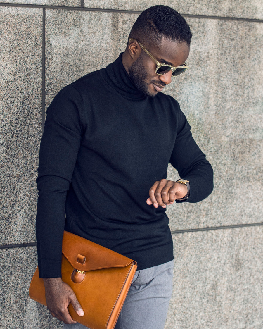 Heren | Truien | Filippa K | Fine Merino Rollerneck Navy