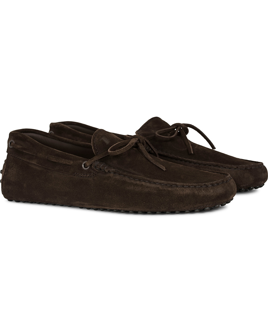 Homme | Tod's Laccetto Gommino Carshoe Dark Brown Suede | Tod's | Laccetto Gommino Carshoe Dark Brown Suede