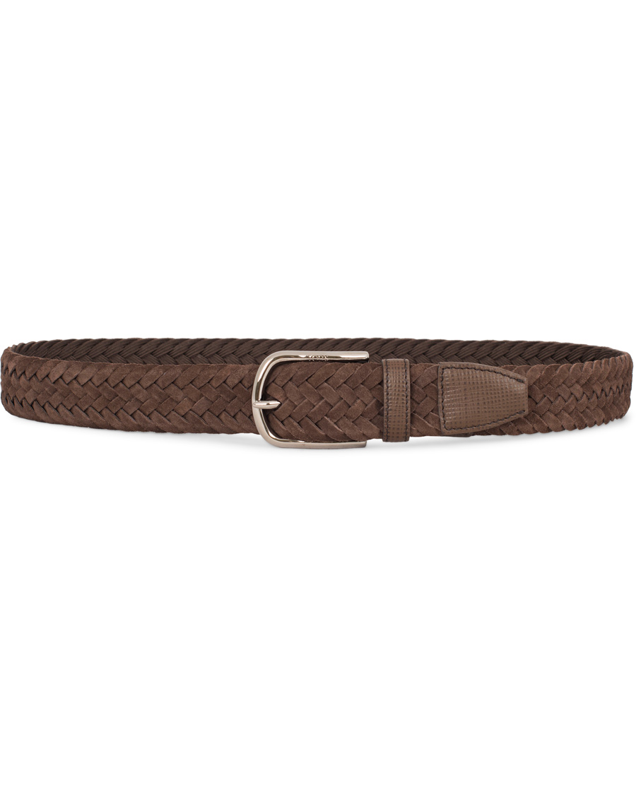 Homme | Tod's Intrecio Braided Suede 3,5 cm Belt Dark Brown | Tod's | Intrecio Braided Suede 3,5 cm Belt Dark Brown