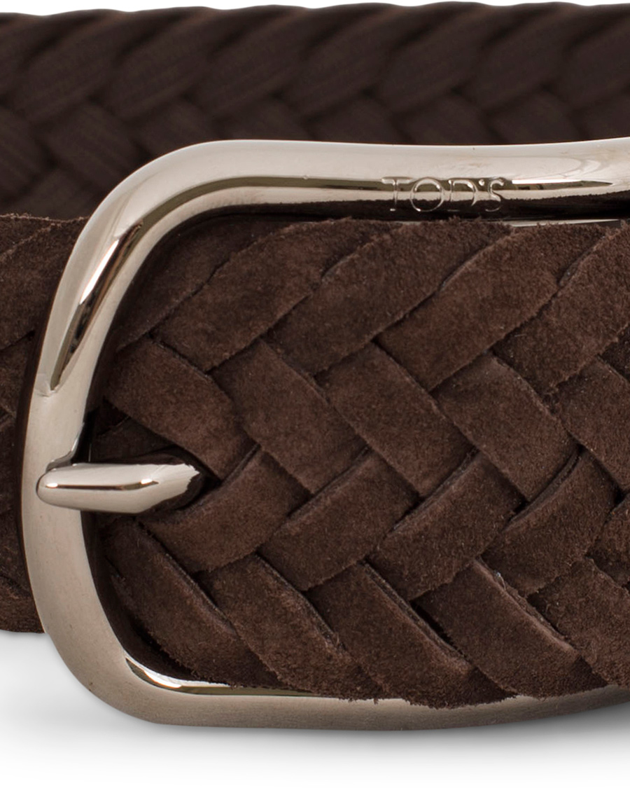 Homme | Tod's Intrecio Braided Suede 3,5 cm Belt Dark Brown | Tod's | Intrecio Braided Suede 3,5 cm Belt Dark Brown