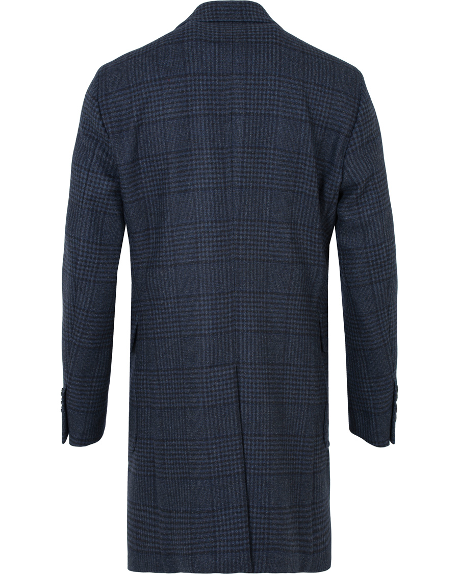 Heren | Jassen | Hackett | Double Face Check Wool Coat Navy