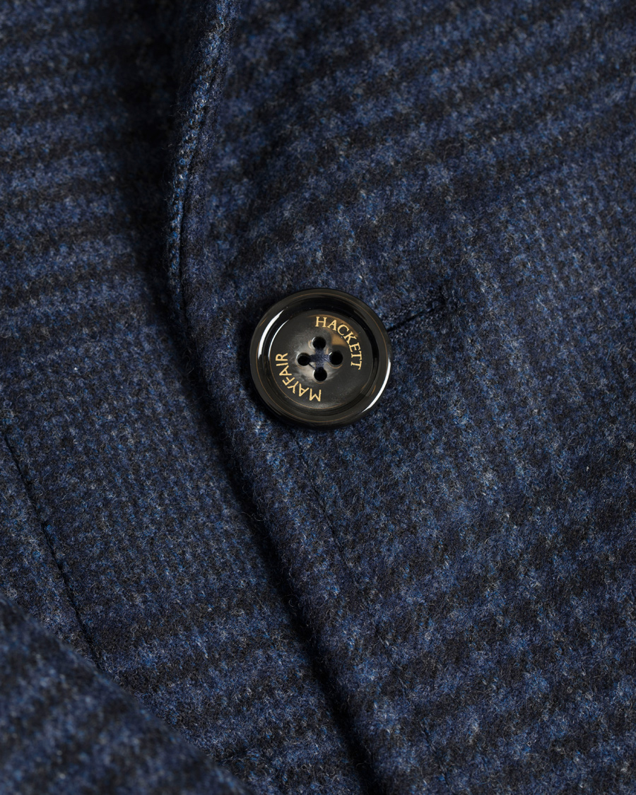 Heren | Jassen | Hackett | Double Face Check Wool Coat Navy
