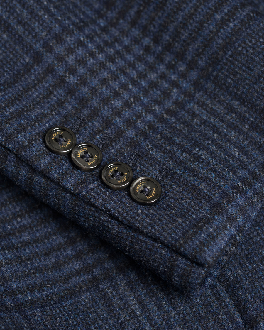 Heren | Jassen | Hackett | Double Face Check Wool Coat Navy