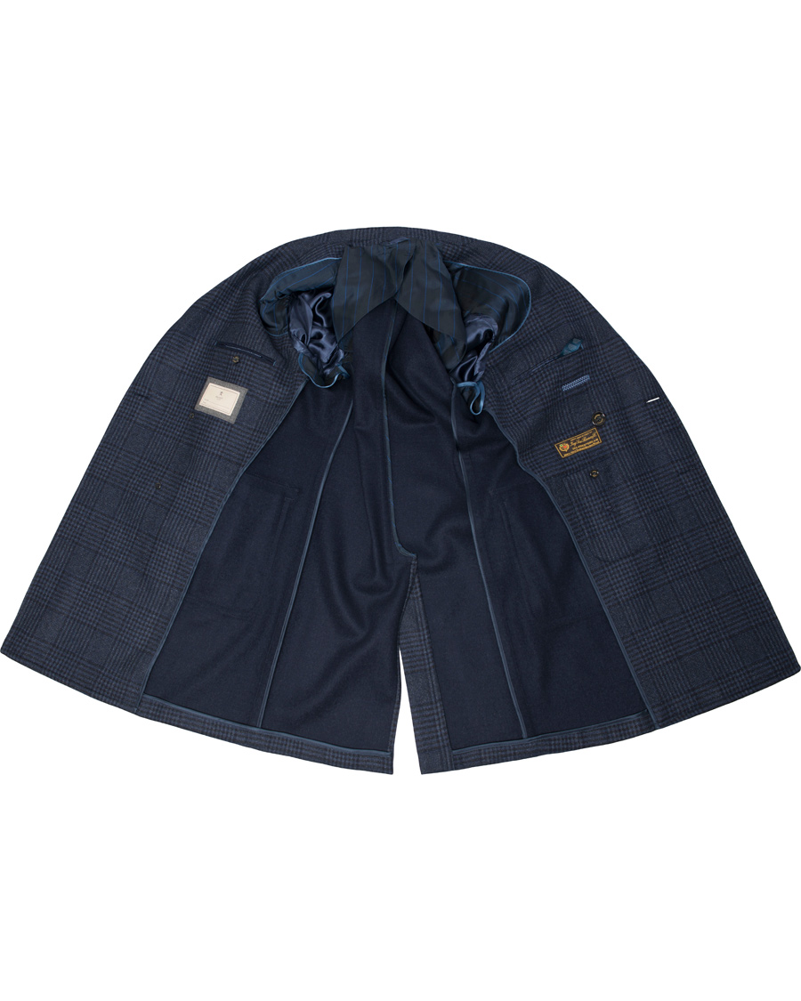 Heren | Jassen | Hackett | Double Face Check Wool Coat Navy