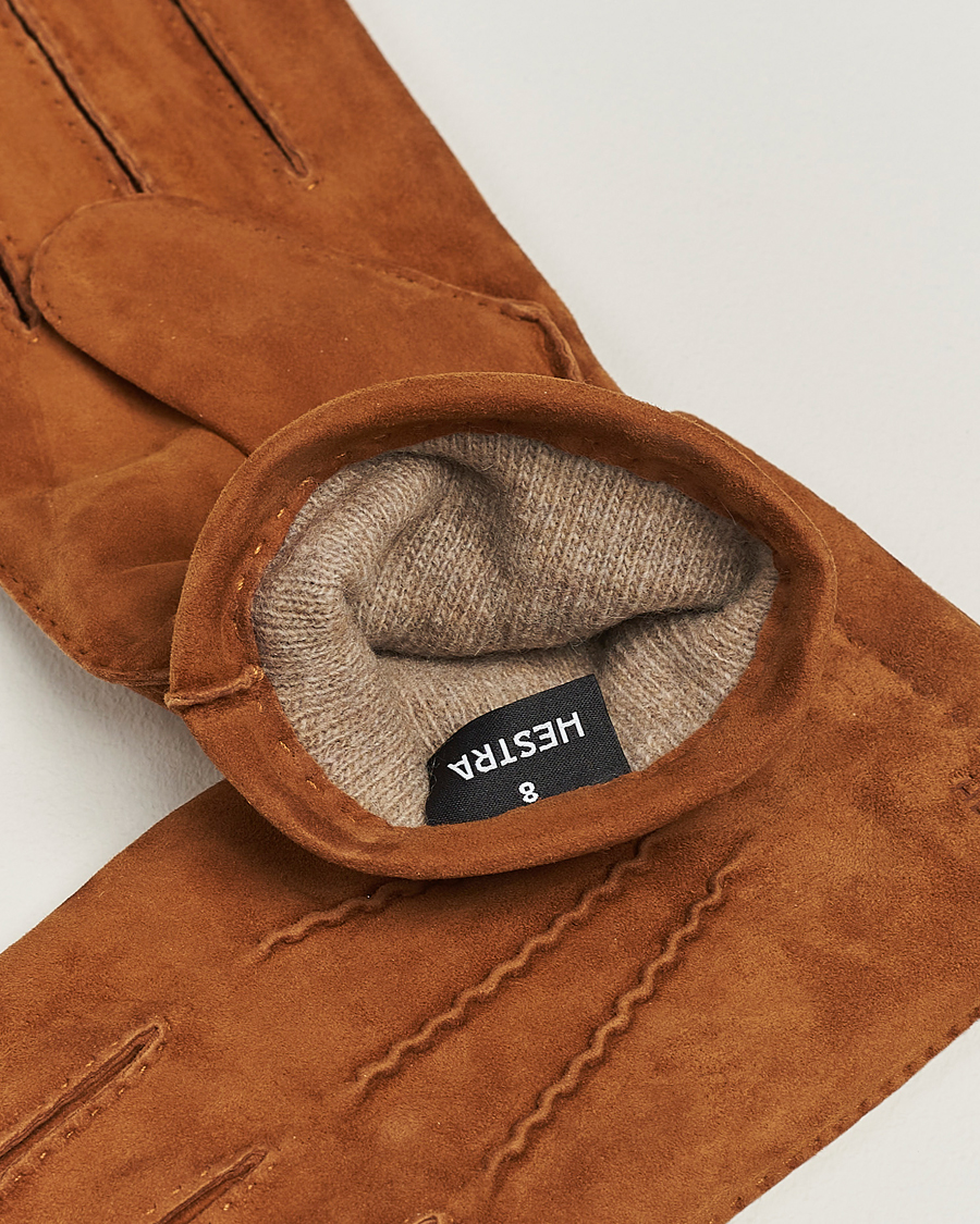 Heren | Hestra Arthur Wool Lined Suede Glove Cognac | Hestra | Arthur Wool Lined Suede Glove Cognac