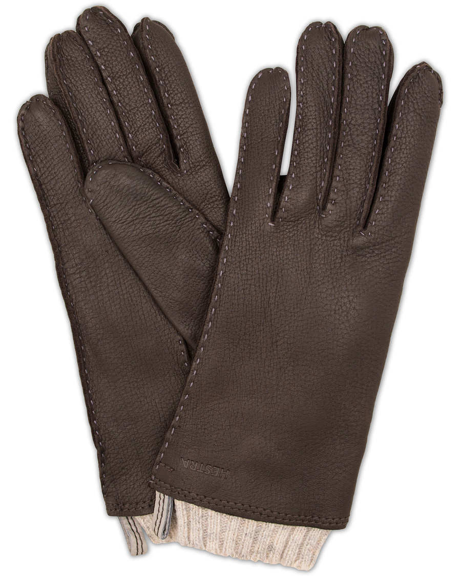 Heren | Hestra Tony Wool Lined Deerskin Glove Dark Brown | Hestra | Tony Wool Lined Deerskin Glove Dark Brown