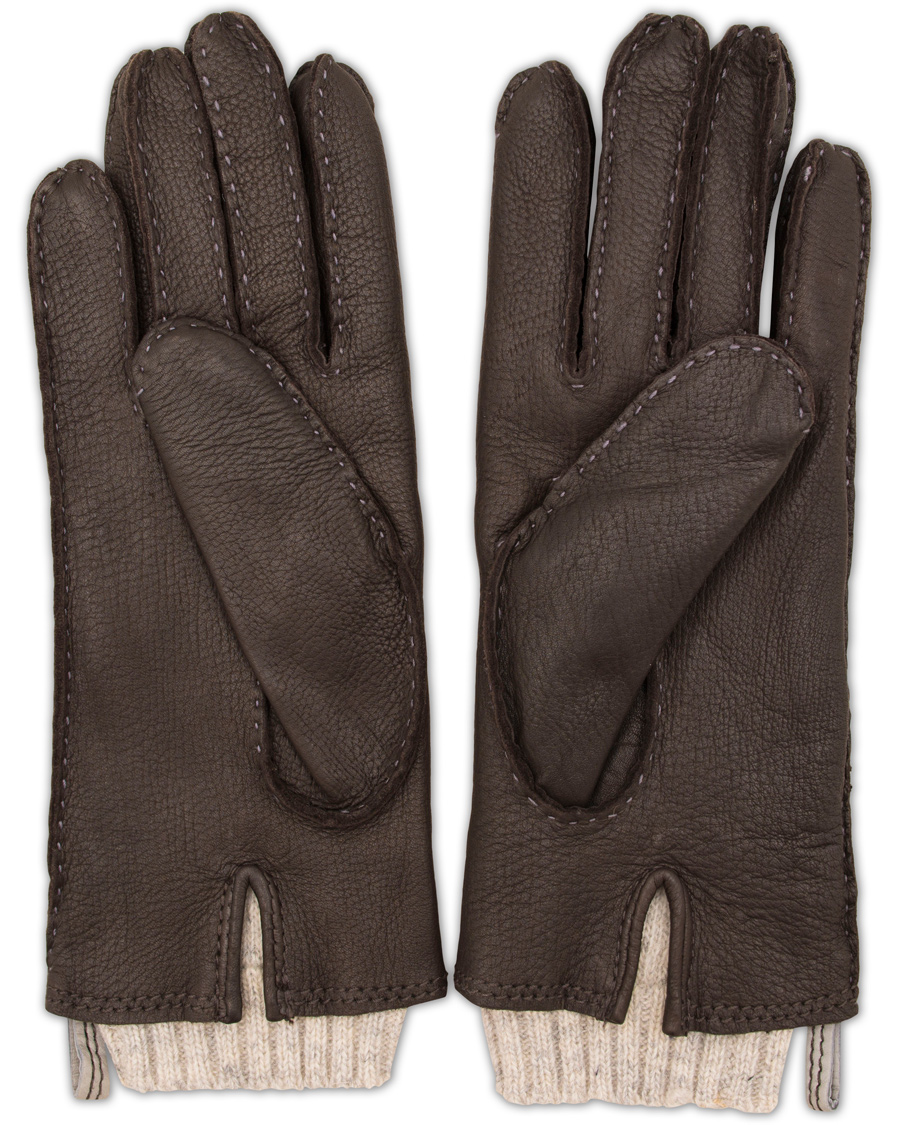 Heren | Hestra Tony Wool Lined Deerskin Glove Dark Brown | Hestra | Tony Wool Lined Deerskin Glove Dark Brown