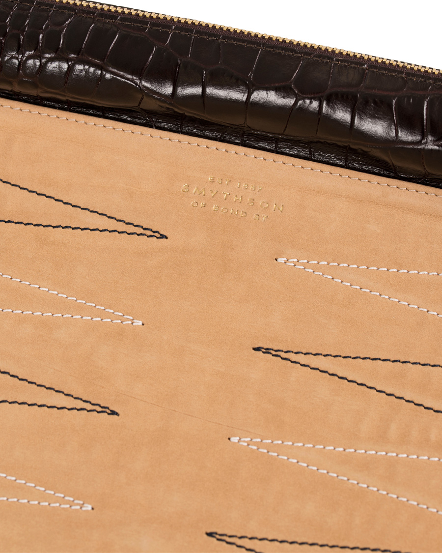 Homme | Smythson Brown Mara Travel Backgammon Roll Brown Printed Calf | Smythson | Brown Mara Travel Backgammon Roll Brown Printed Calf