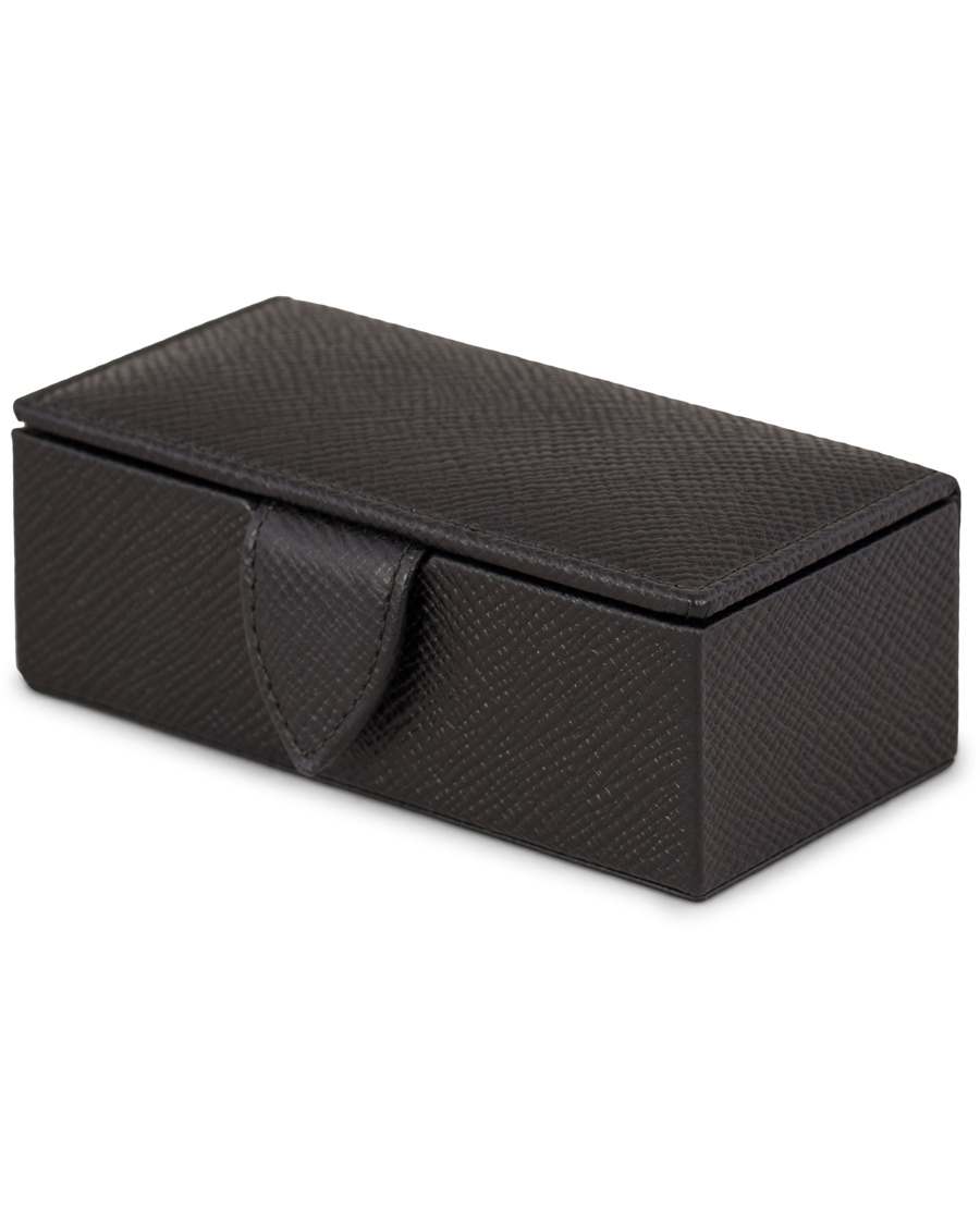 Homme | Smythson Panama Mini Cufflink Box Black Printed Calf | Smythson | Panama Mini Cufflink Box Black Printed Calf