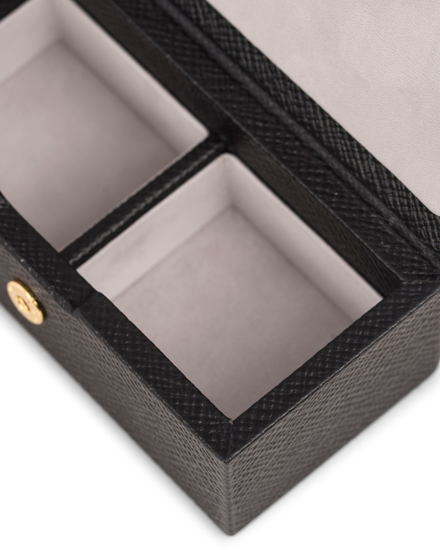 Homme | Smythson Panama Mini Cufflink Box Black Printed Calf | Smythson | Panama Mini Cufflink Box Black Printed Calf