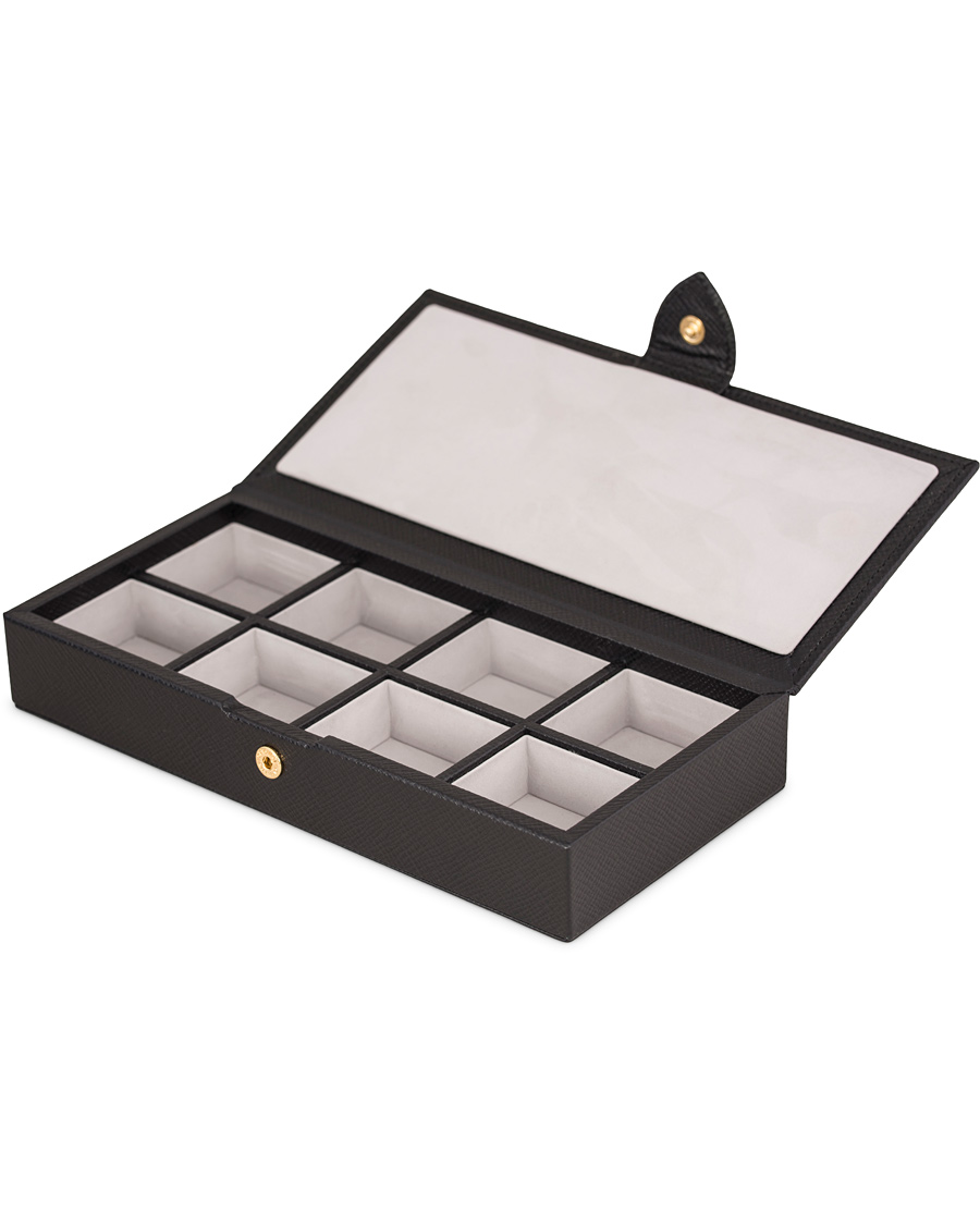 Homme | Smythson Panama Cufflink Box Black Printed Calf | Smythson | Panama Cufflink Box Black Printed Calf