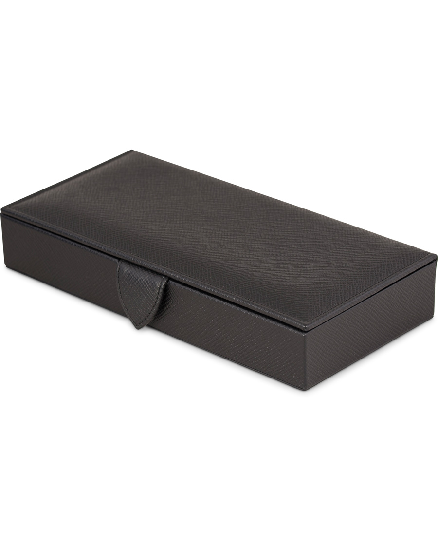 Homme | Smythson Panama Cufflink Box Black Printed Calf | Smythson | Panama Cufflink Box Black Printed Calf