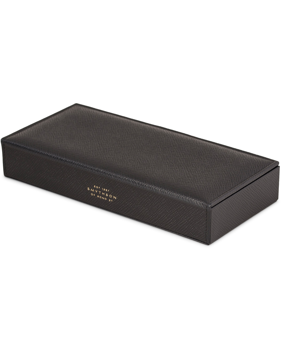 Homme | Smythson Panama Cufflink Box Black Printed Calf | Smythson | Panama Cufflink Box Black Printed Calf