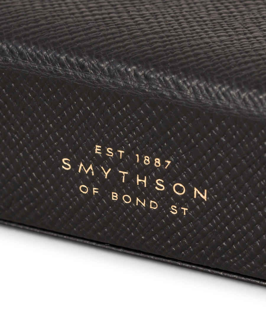 Homme | Smythson Panama Cufflink Box Black Printed Calf | Smythson | Panama Cufflink Box Black Printed Calf