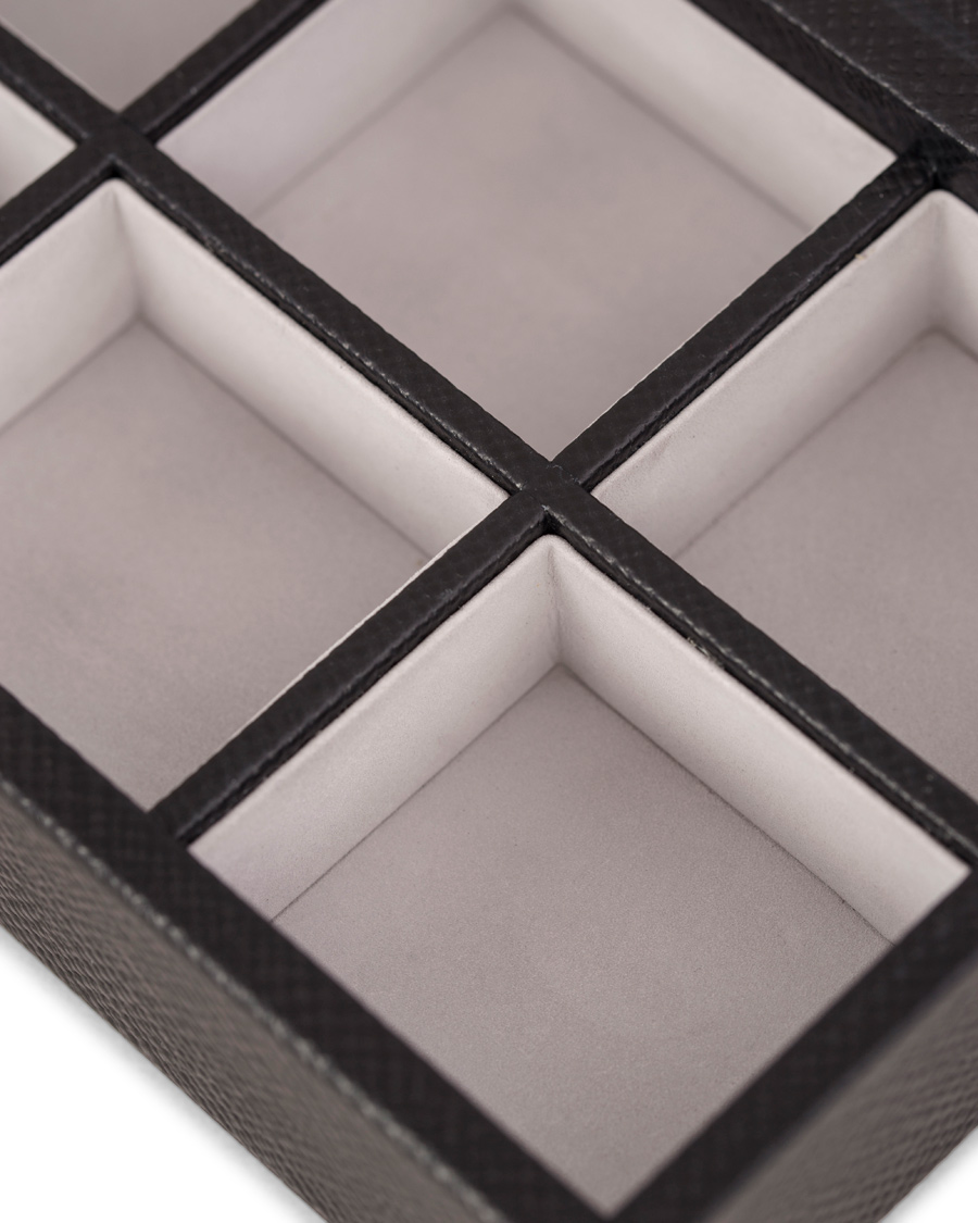 Homme | Smythson Panama Cufflink Box Black Printed Calf | Smythson | Panama Cufflink Box Black Printed Calf