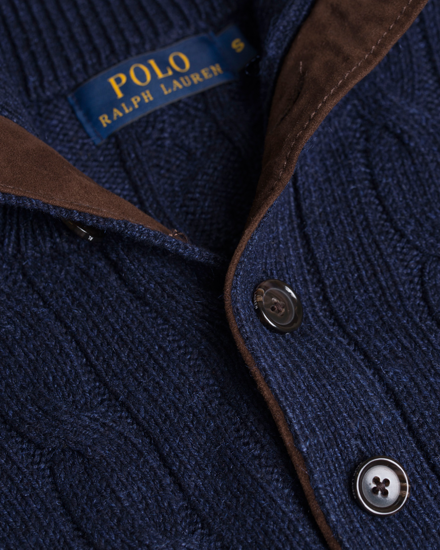 Homme | Pulls Et Tricots | Polo Ralph Lauren | Knitted Cable Tussah Silk Half Button Navy Heather