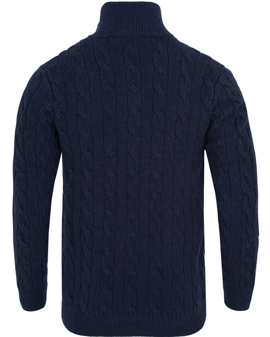 Homme | Pulls Et Tricots | Polo Ralph Lauren | Knitted Cable Tussah Silk Half Button Navy Heather