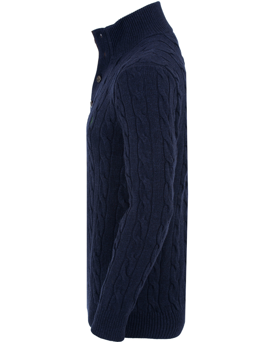 Homme | Pulls Et Tricots | Polo Ralph Lauren | Knitted Cable Tussah Silk Half Button Navy Heather