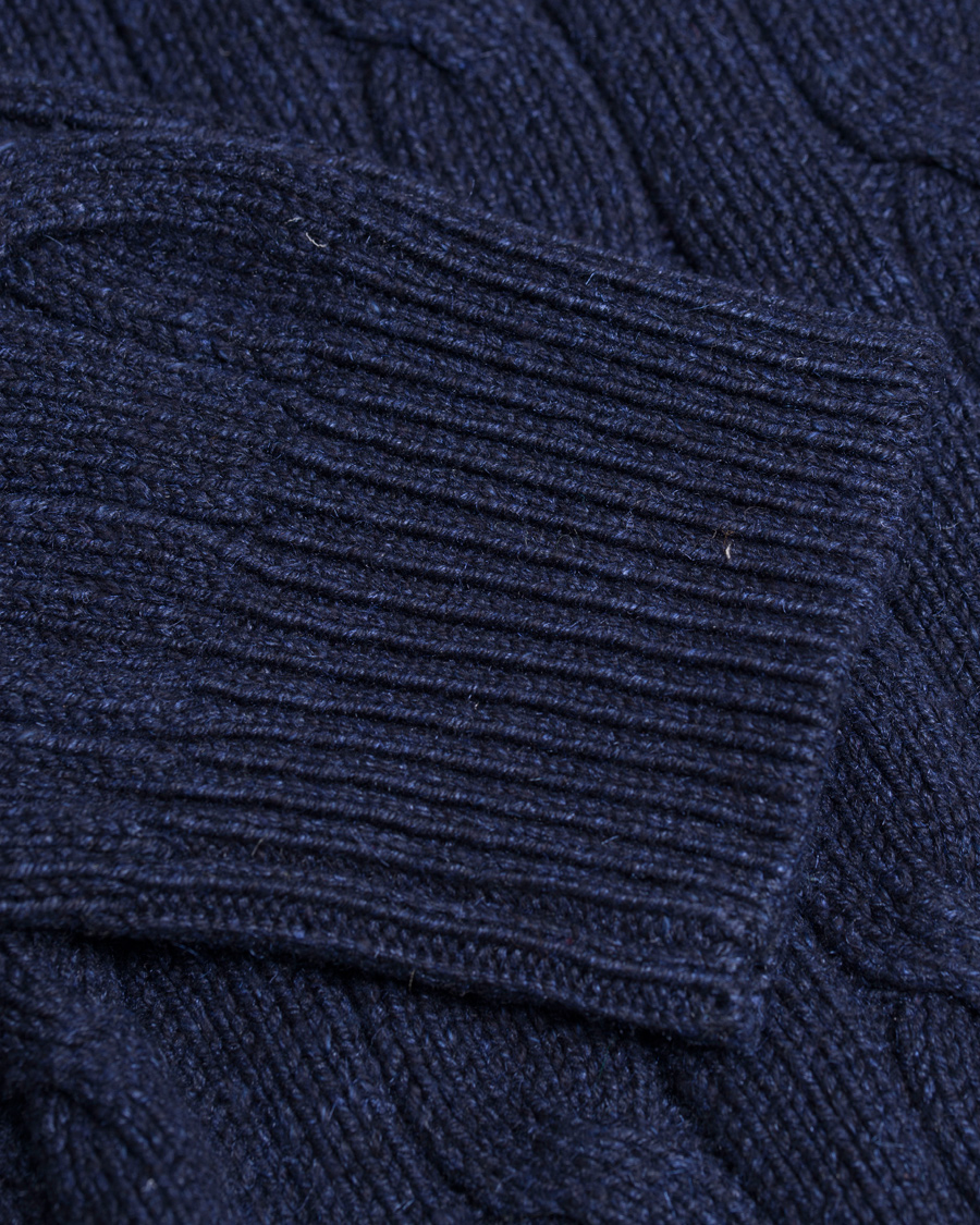 Homme | Pulls Et Tricots | Polo Ralph Lauren | Knitted Cable Tussah Silk Half Button Navy Heather