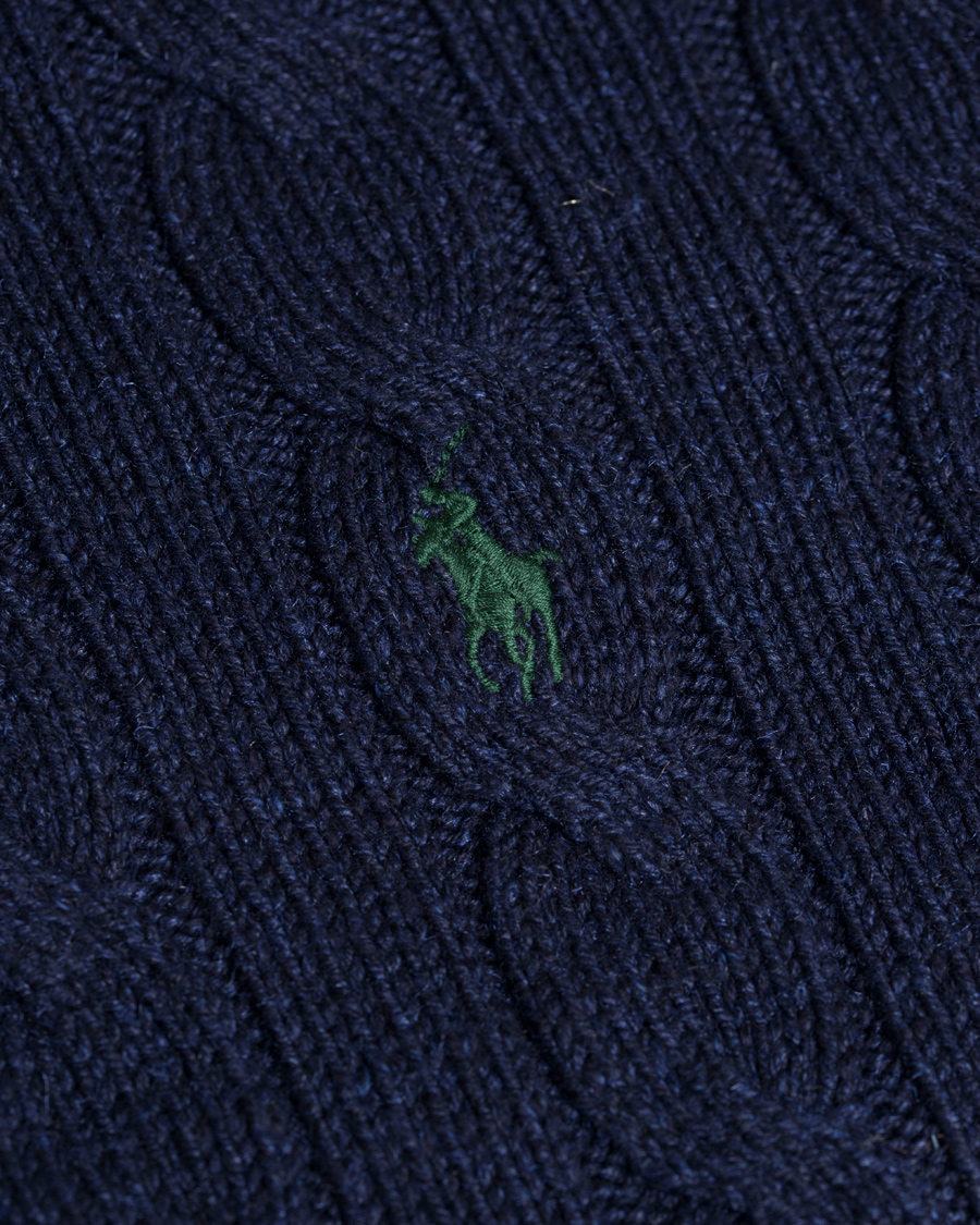 Homme | Pulls Et Tricots | Polo Ralph Lauren | Knitted Cable Tussah Silk Half Button Navy Heather