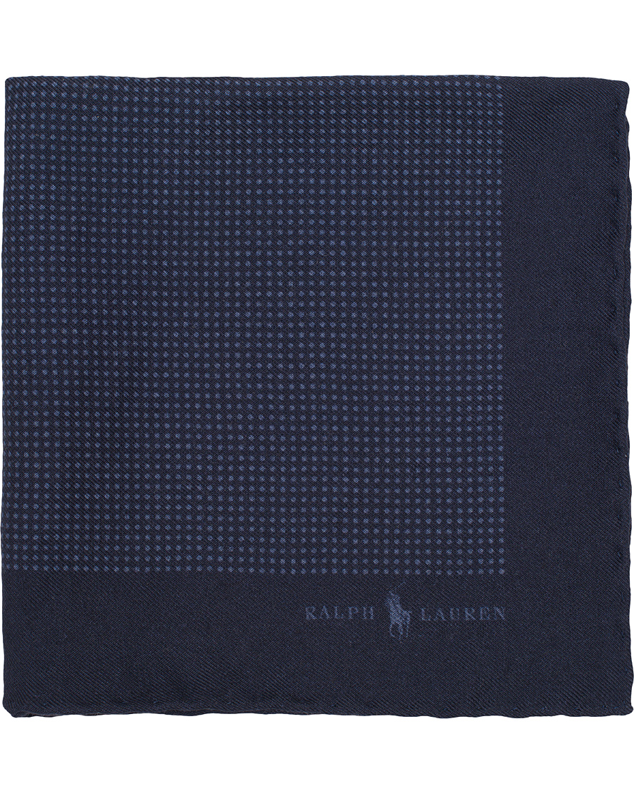 Homme | Polo Ralph Lauren Textured Woolen Print Dot Pocket Square Navy/Blue | Polo Ralph Lauren | Textured Woolen Print Dot Pocket Square Navy/Blue