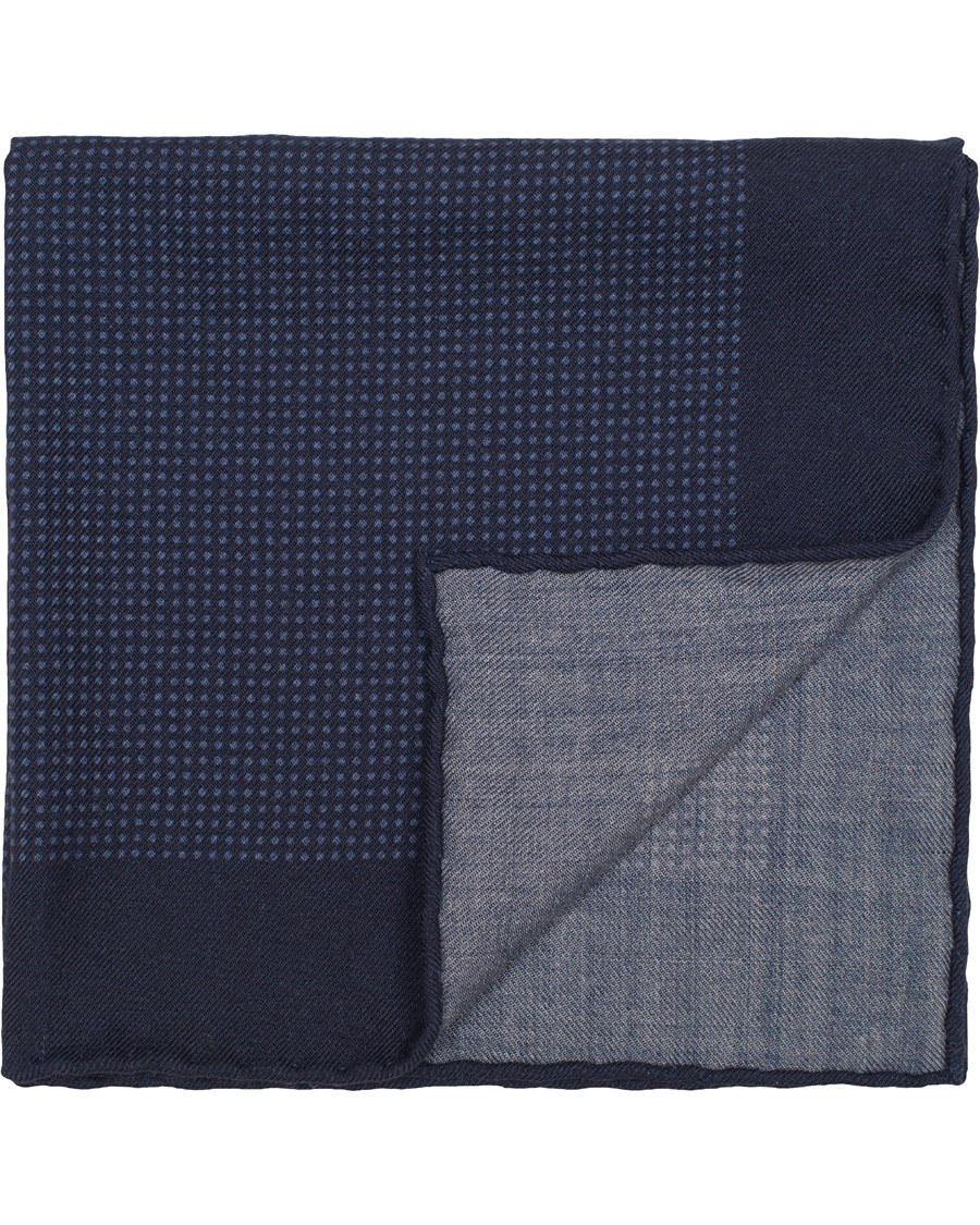 Homme | Polo Ralph Lauren Textured Woolen Print Dot Pocket Square Navy/Blue | Polo Ralph Lauren | Textured Woolen Print Dot Pocket Square Navy/Blue