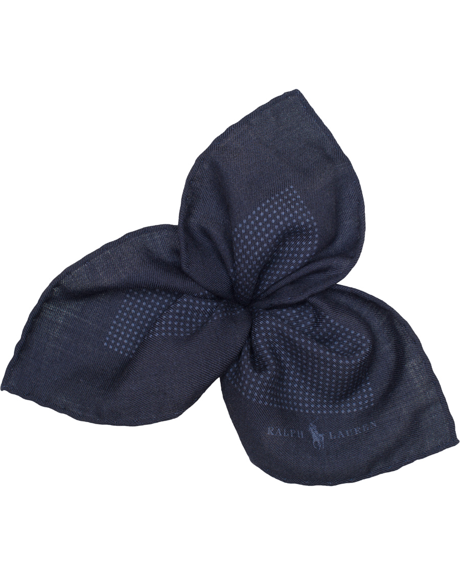 Homme | Polo Ralph Lauren Textured Woolen Print Dot Pocket Square Navy/Blue | Polo Ralph Lauren | Textured Woolen Print Dot Pocket Square Navy/Blue